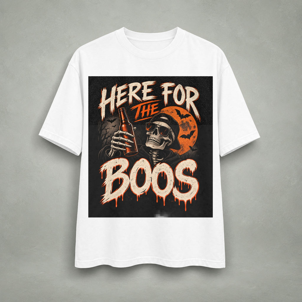 Here for the Boos Halloween Graphic Tee | Skeleton Design