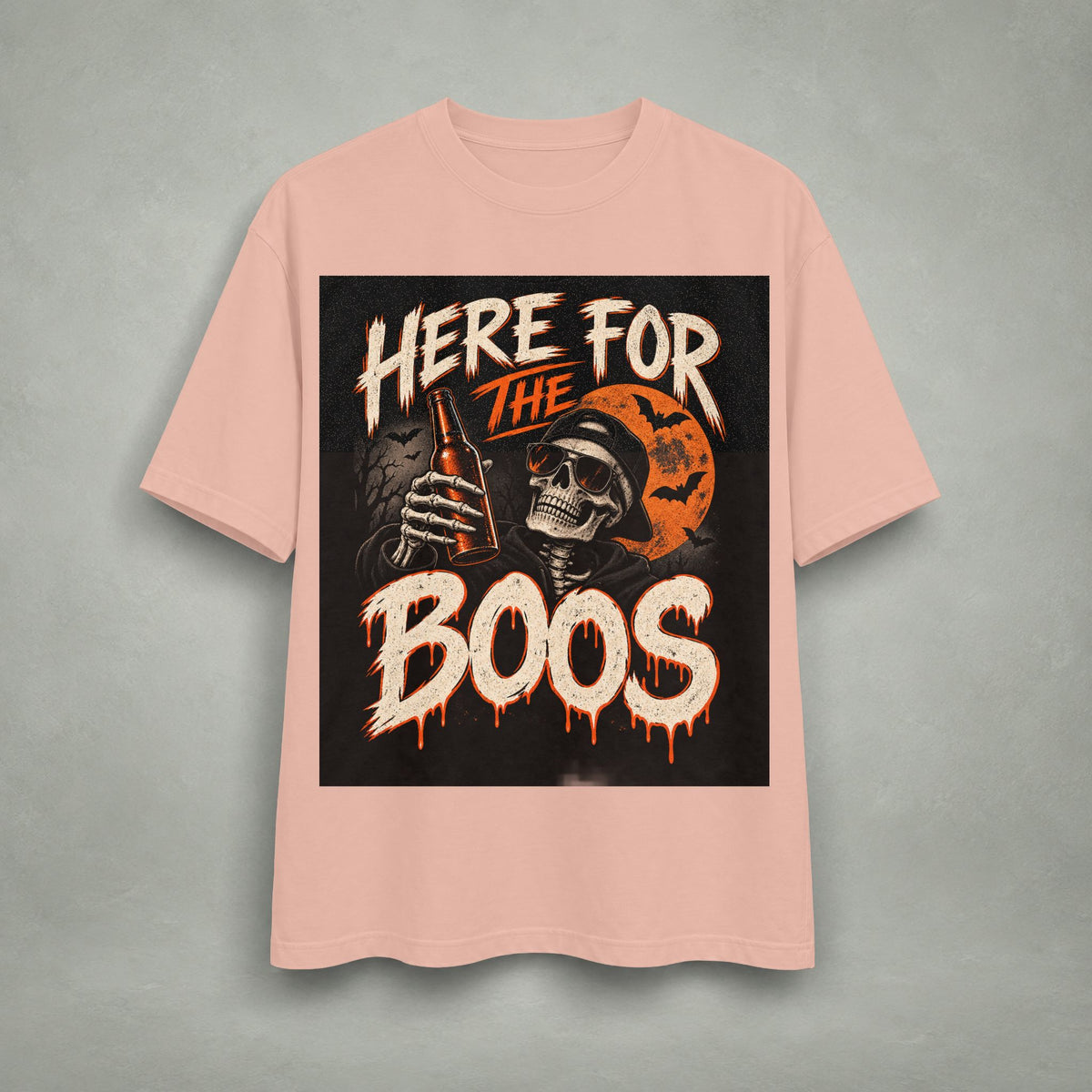 Here for the Boos Halloween Graphic Tee | Skeleton Design